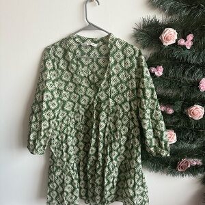 Zara Olive Tribal Print dress